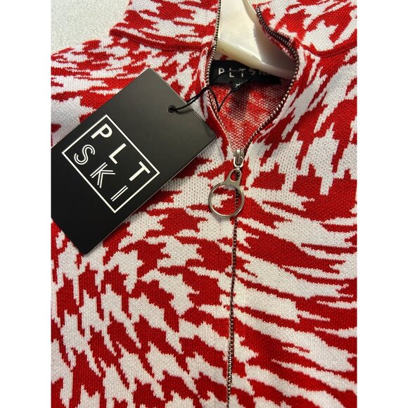 Pretty Little Thing PLT Red Ski Knitted Houndstooth Jumpsuit XS NWT - Picture 9 of 9
